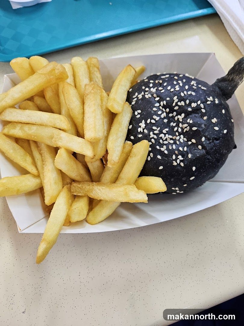 Black Burger and Fries