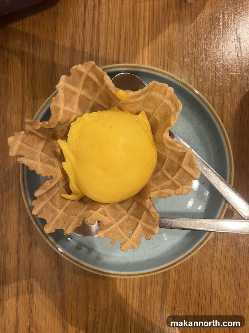 Mango Ice Cream in Waffle Bowl