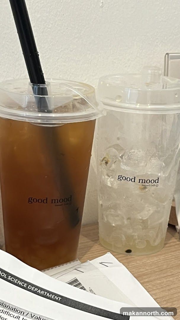 Two drinks with "good mood" logo