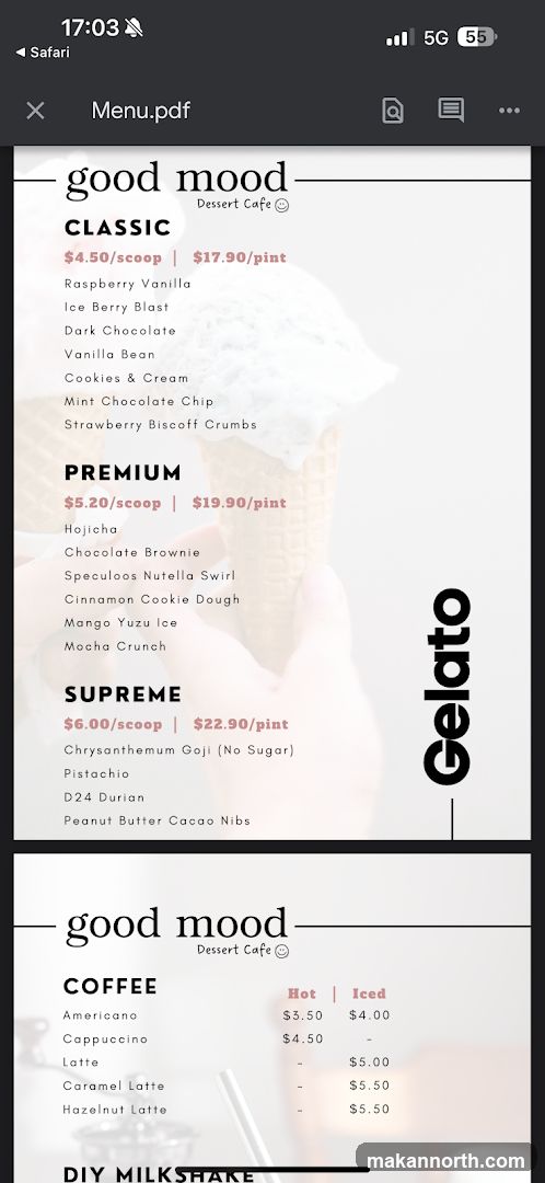 Good Mood Dessert Cafe Menu