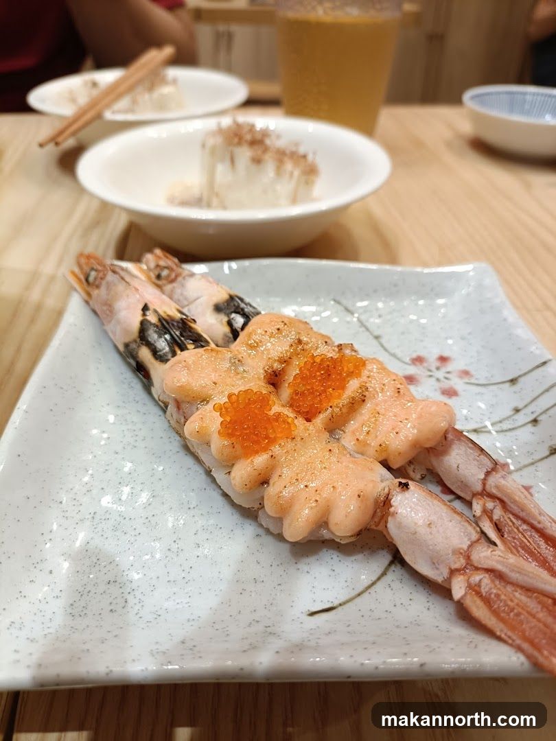 Shrimp Sushi with Roe