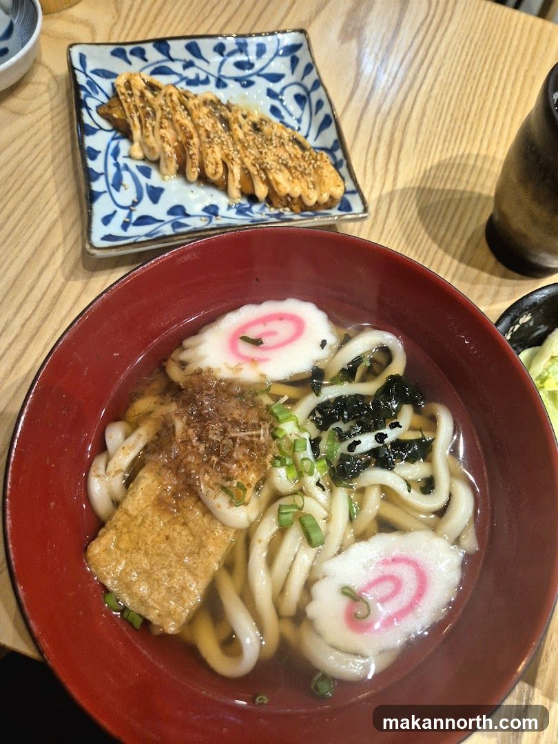 Udon Noodle Soup and Appetizer