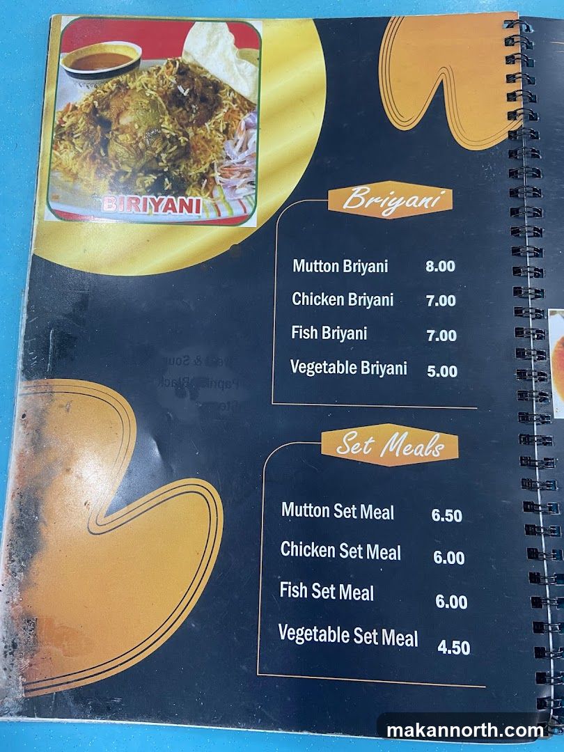Biryani and Set Meals Menu