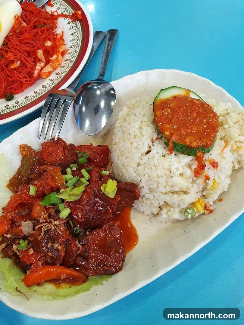 Savory Meal with Rice and Noodles