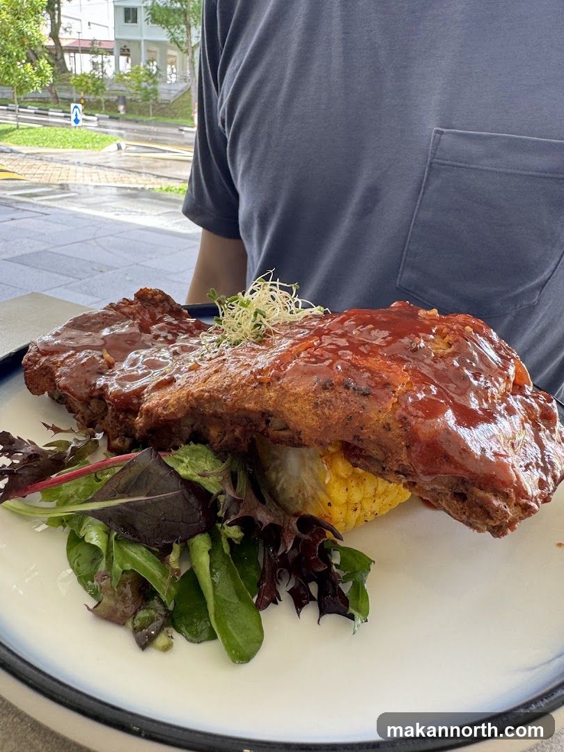 Pork Ribs with Corn and Salad