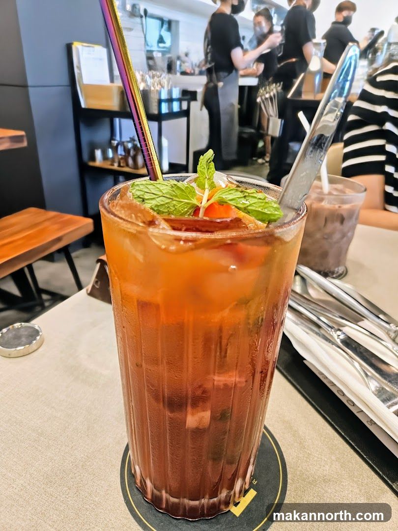Iced Tea with Mint and Cherry