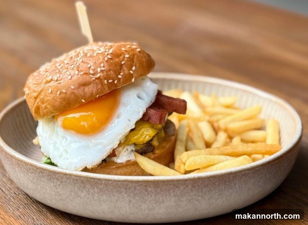 Burger with Fried Egg and Fries