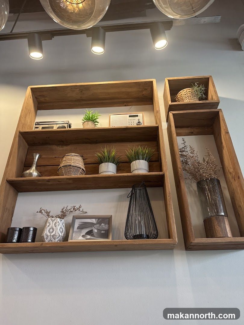Wooden Shelving with Decor