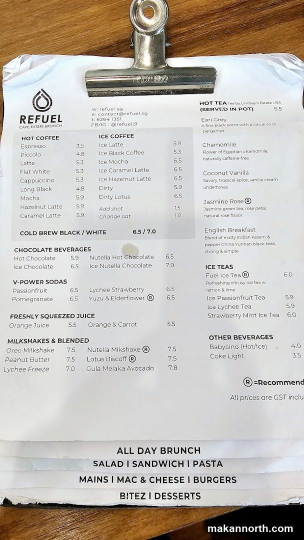 REFUEL CAFE EATERY BRUNCH Menu