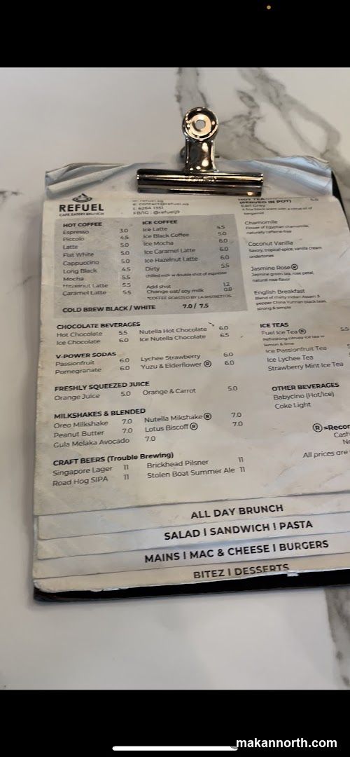 Refuel Cafe Eatery Brunch Menu