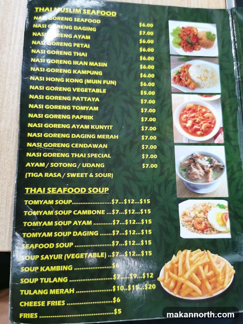 Thai Muslim Seafood & Thai Seafood Soup Menu