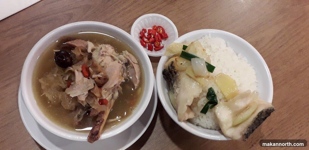 Chicken Soup and Steamed Fish with Rice