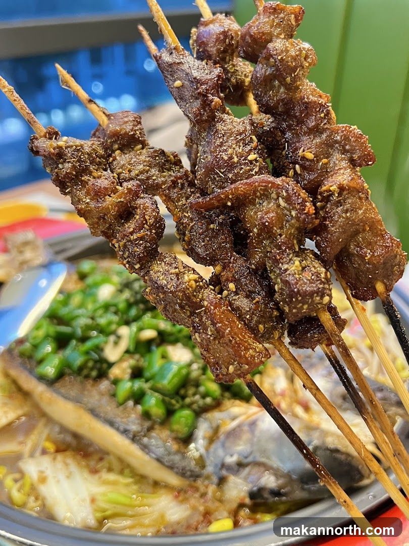 Spicy Skewers and Fish Dish