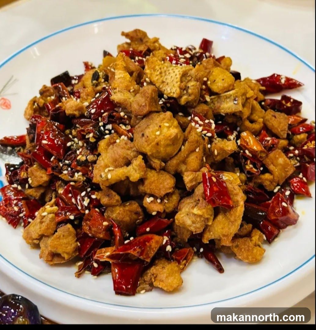 Spicy Fried Chicken with Dried Chilies and Sesame Seeds