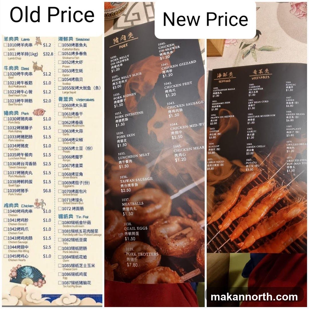 Old Price vs New Price Menu