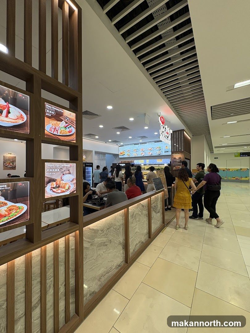 Food Stall with Menu and Customers