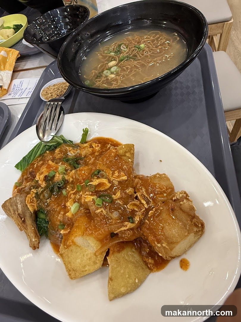 Noodles and Fried Tofu Dish