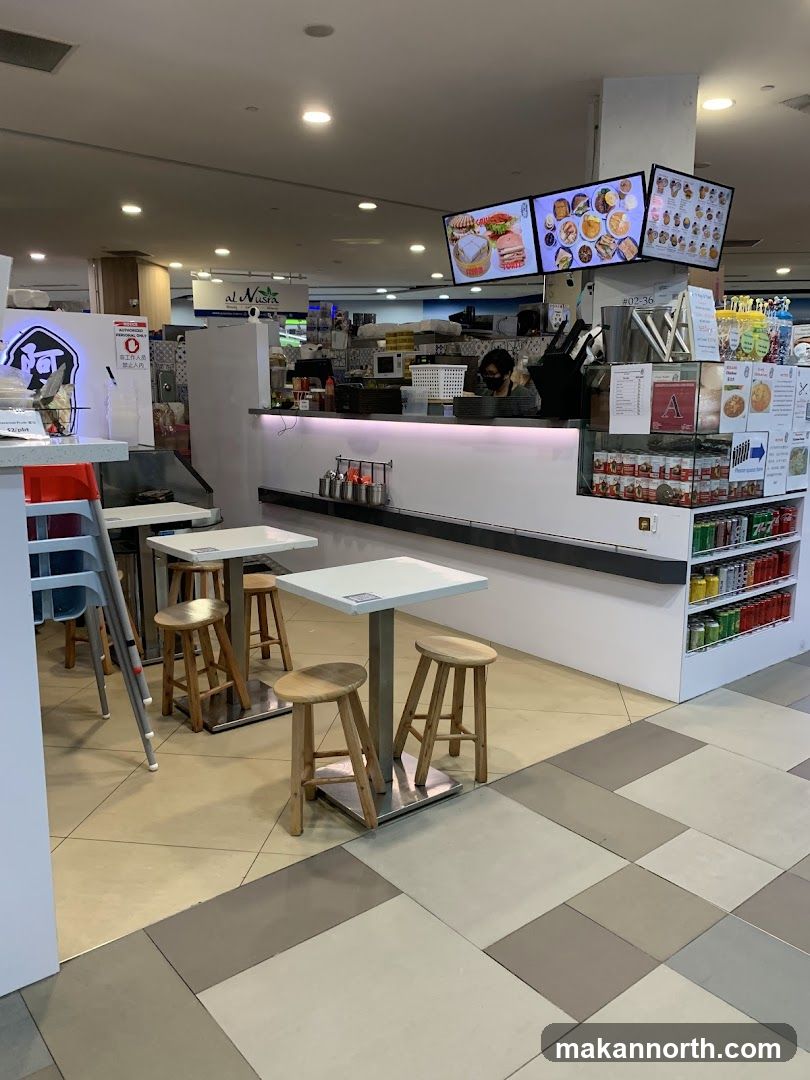 Food stall counter with seating