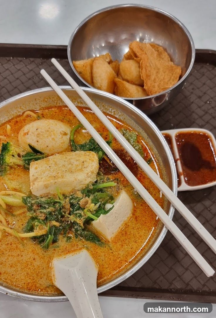 Curry Noodles with Side of Fried Fish Cakes