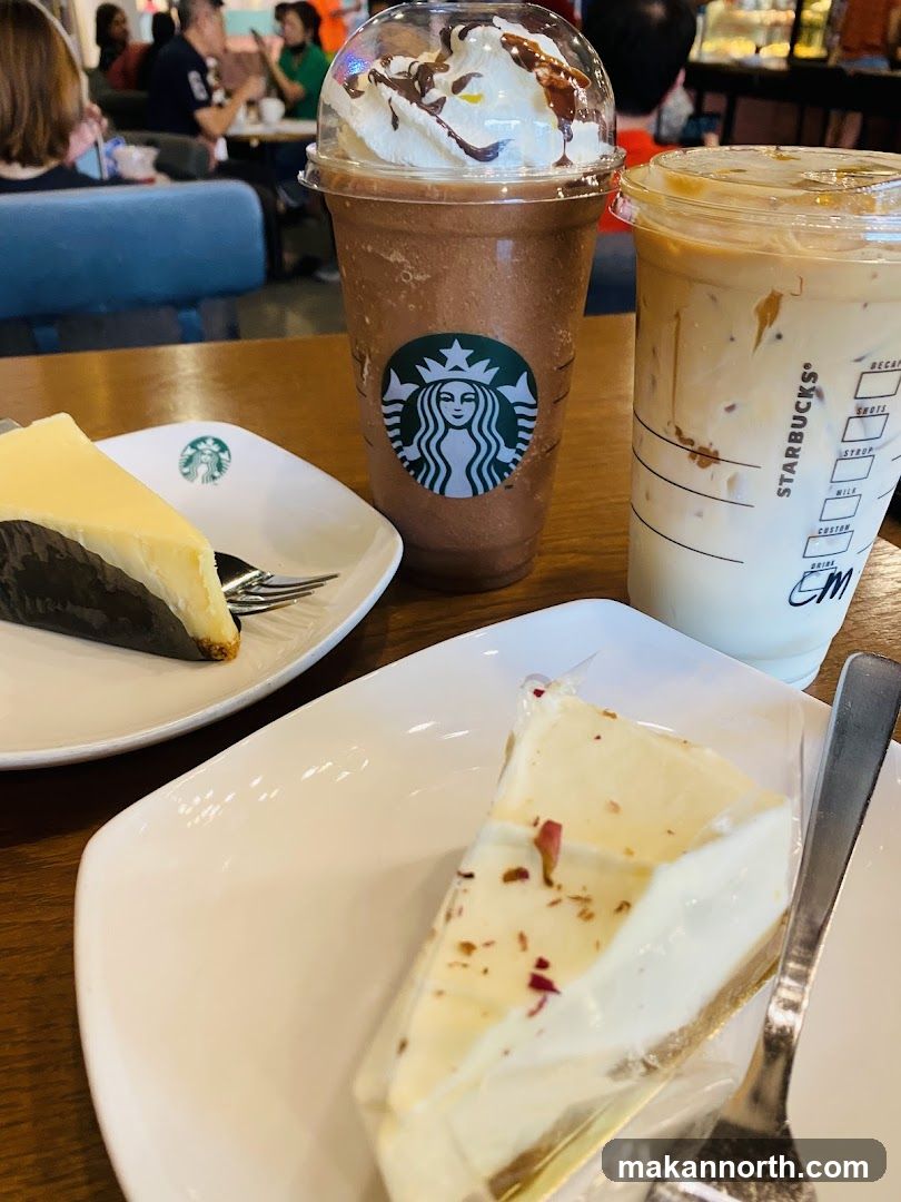 Starbucks Drinks and Cheesecakes