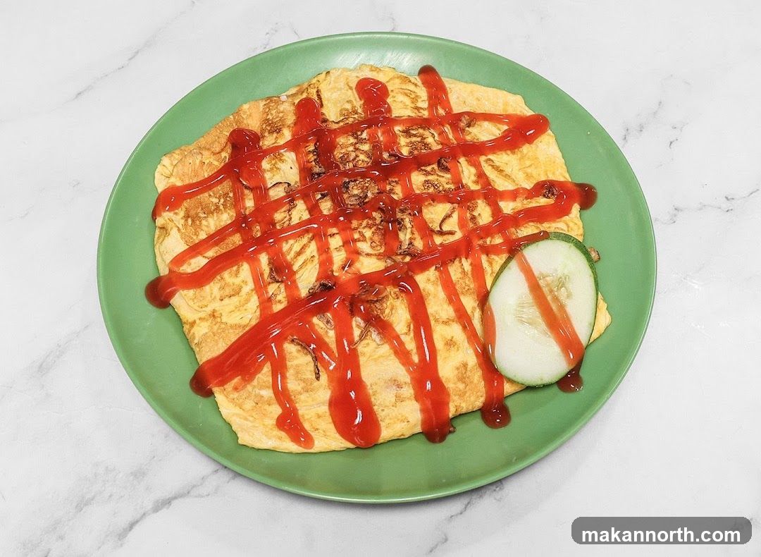 Omelette with Ketchup and Cucumber