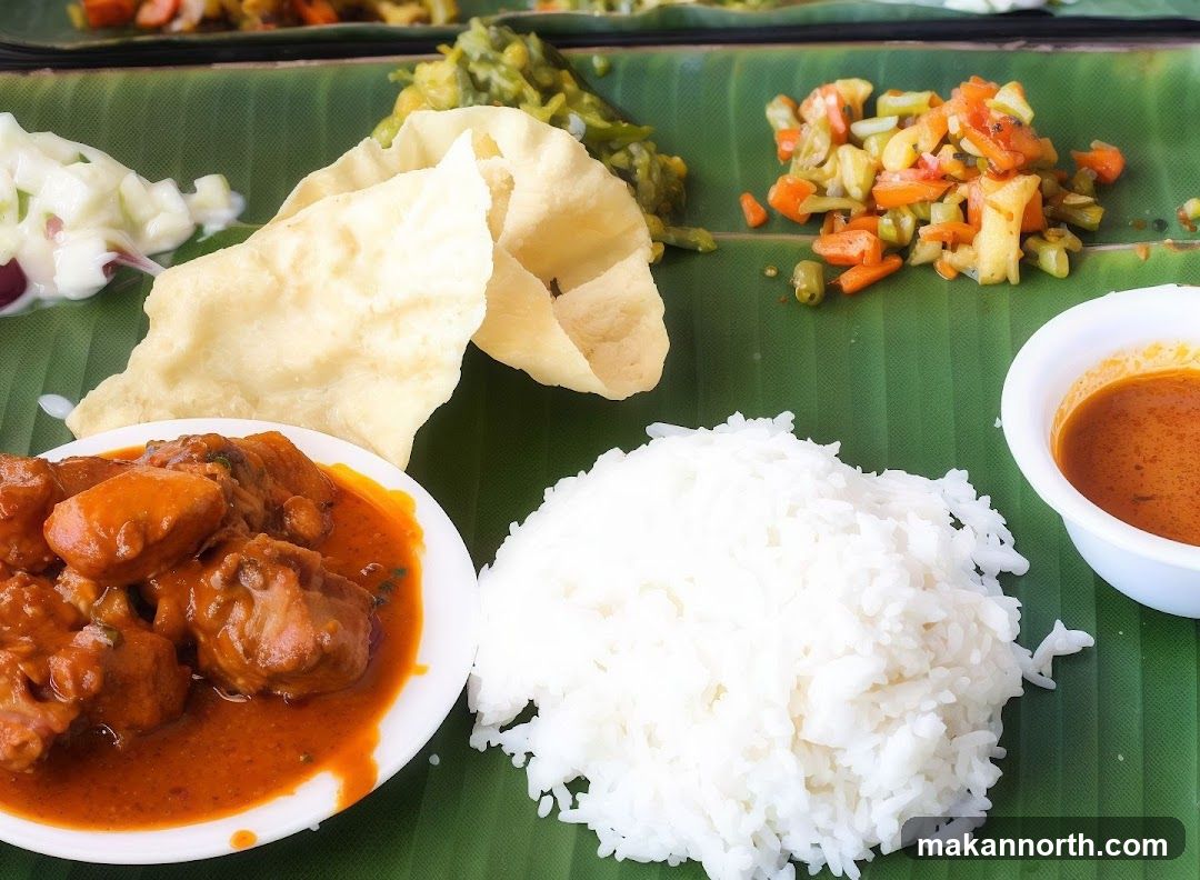 Indian Meal on Banana Leaf