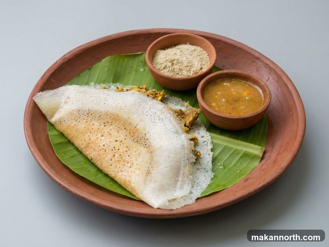 Dosa with Sambar and Chutney