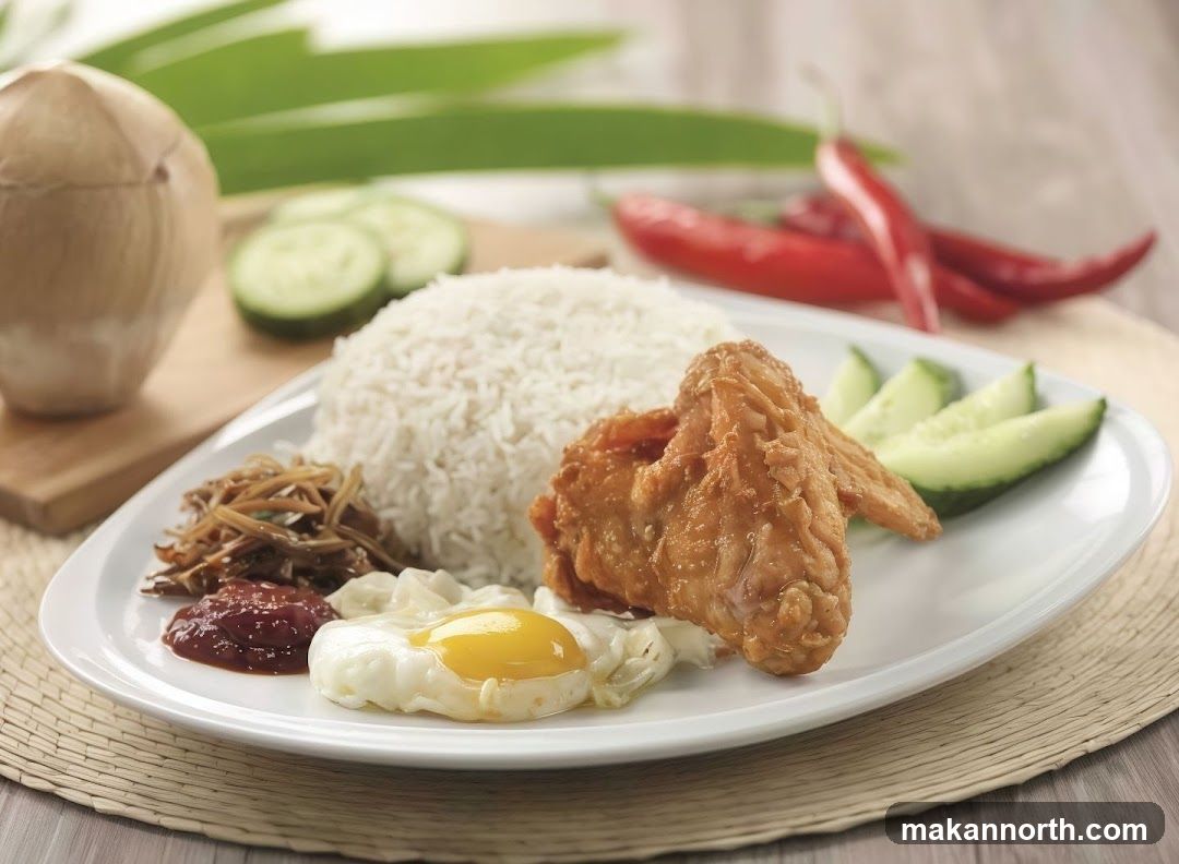 Nasi Lemak with Fried Chicken