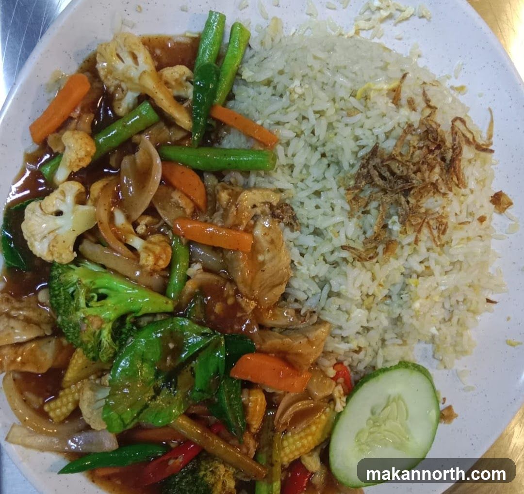 Stir-fried vegetables with rice