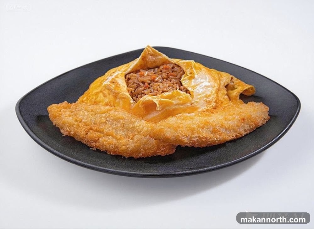 Omurice with Fried Fish
