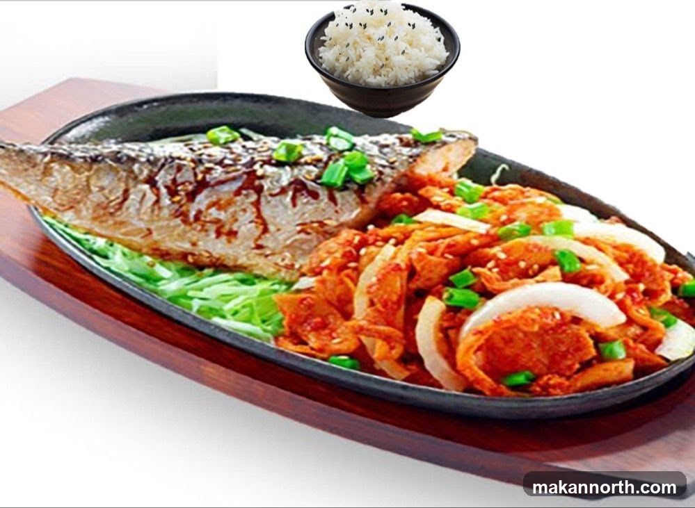 Sizzling Fish and Kimchi with Rice