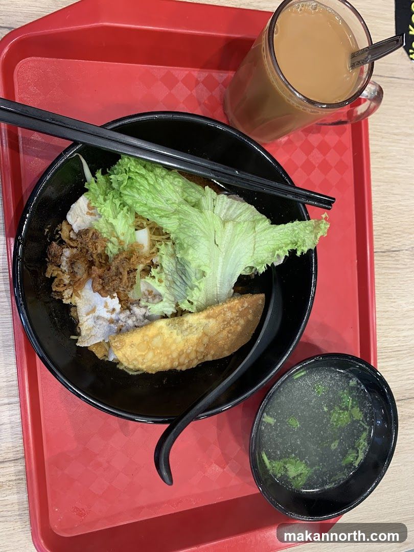 Noodle Dish with Drink