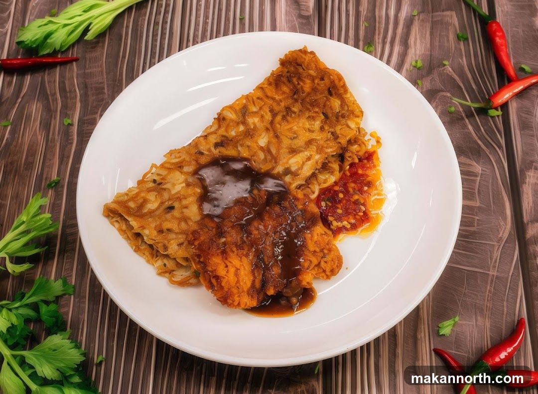 Noodle Omelette with Chili and Sauce
