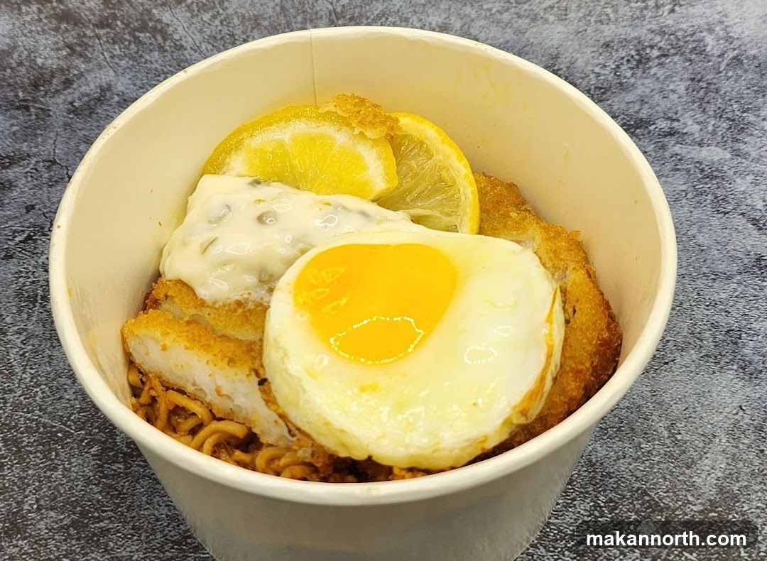 Noodle Bowl with Fried Egg and Fish