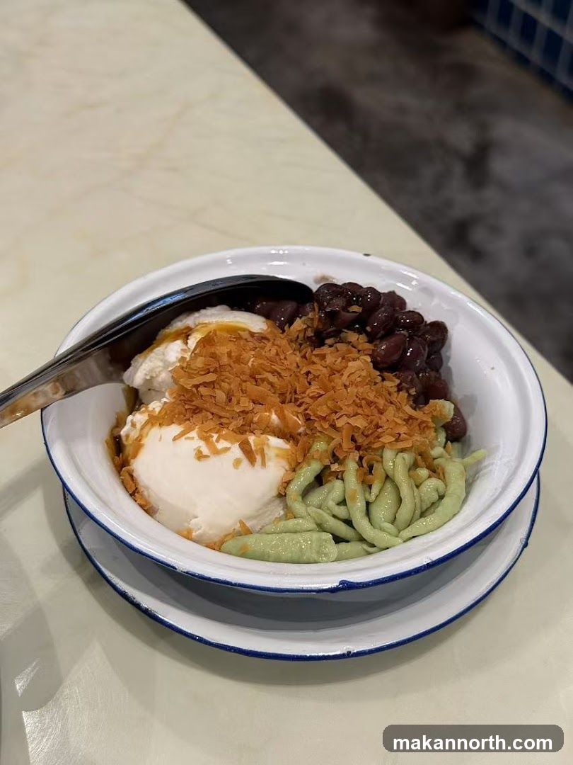 Ice cream dessert with toppings