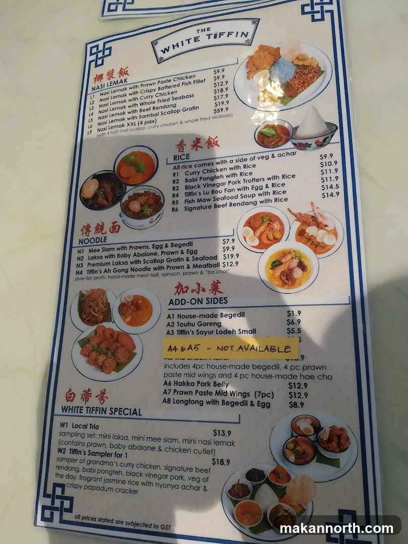 The White Tiffin Menu