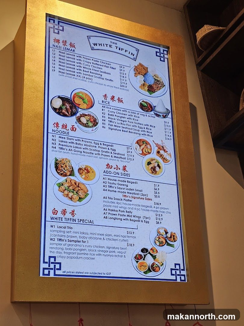 The White Tiffin Menu