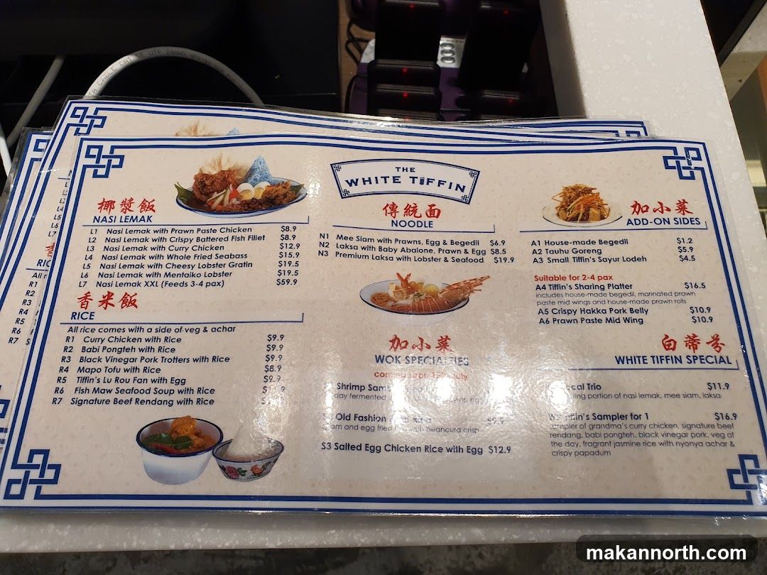 The White Tiffin Menu