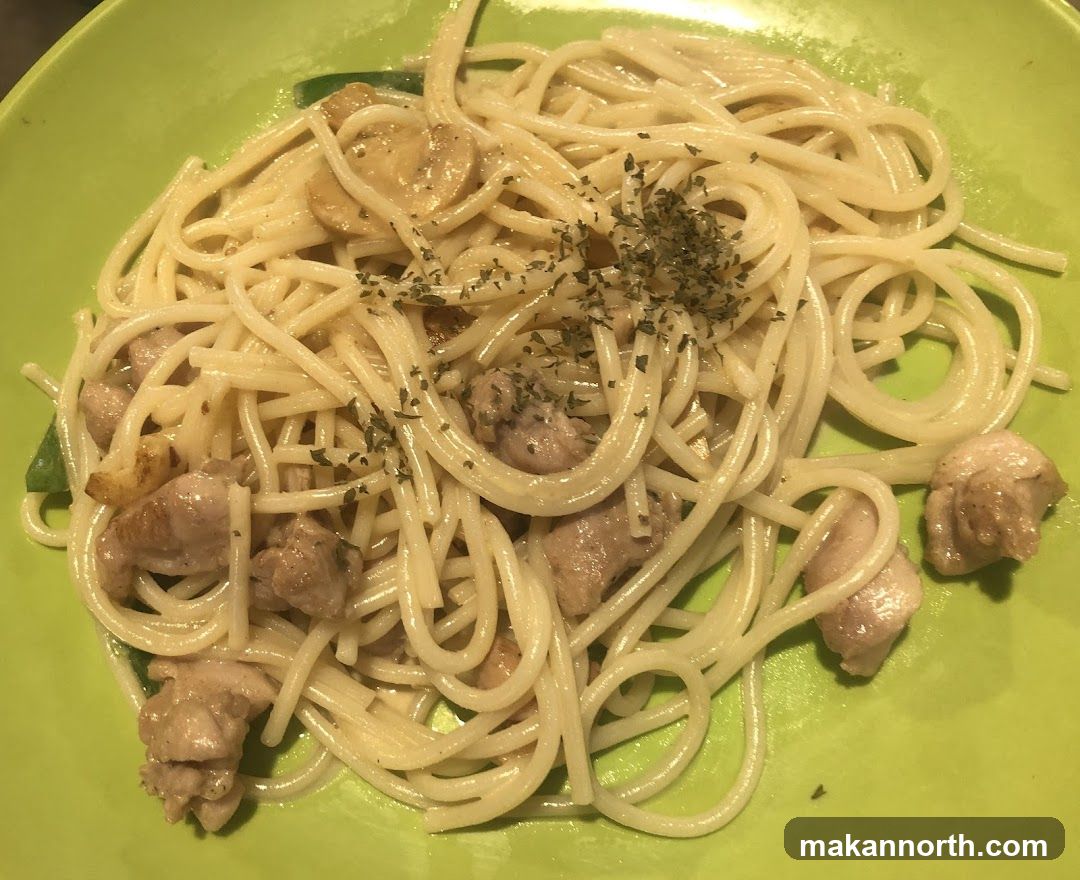 Spaghetti with Chicken and Mushrooms