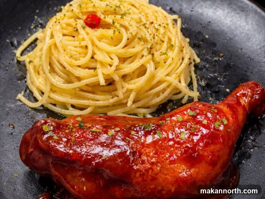 Spaghetti with Chicken Leg