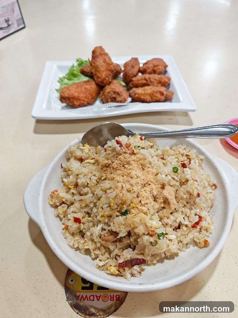 Fried Chicken Wings and Fried Rice