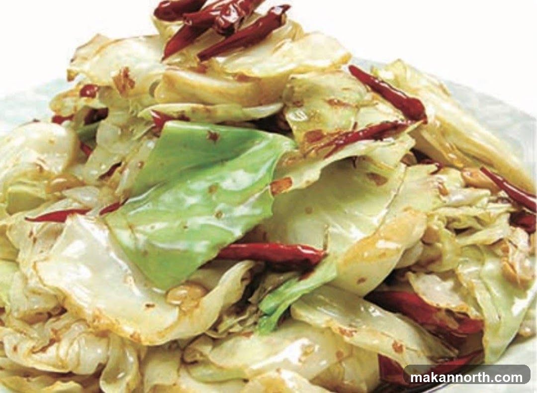 Stir-fried Cabbage with Dried Chilies