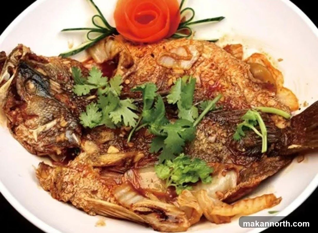 Whole Fried Fish with Garnish