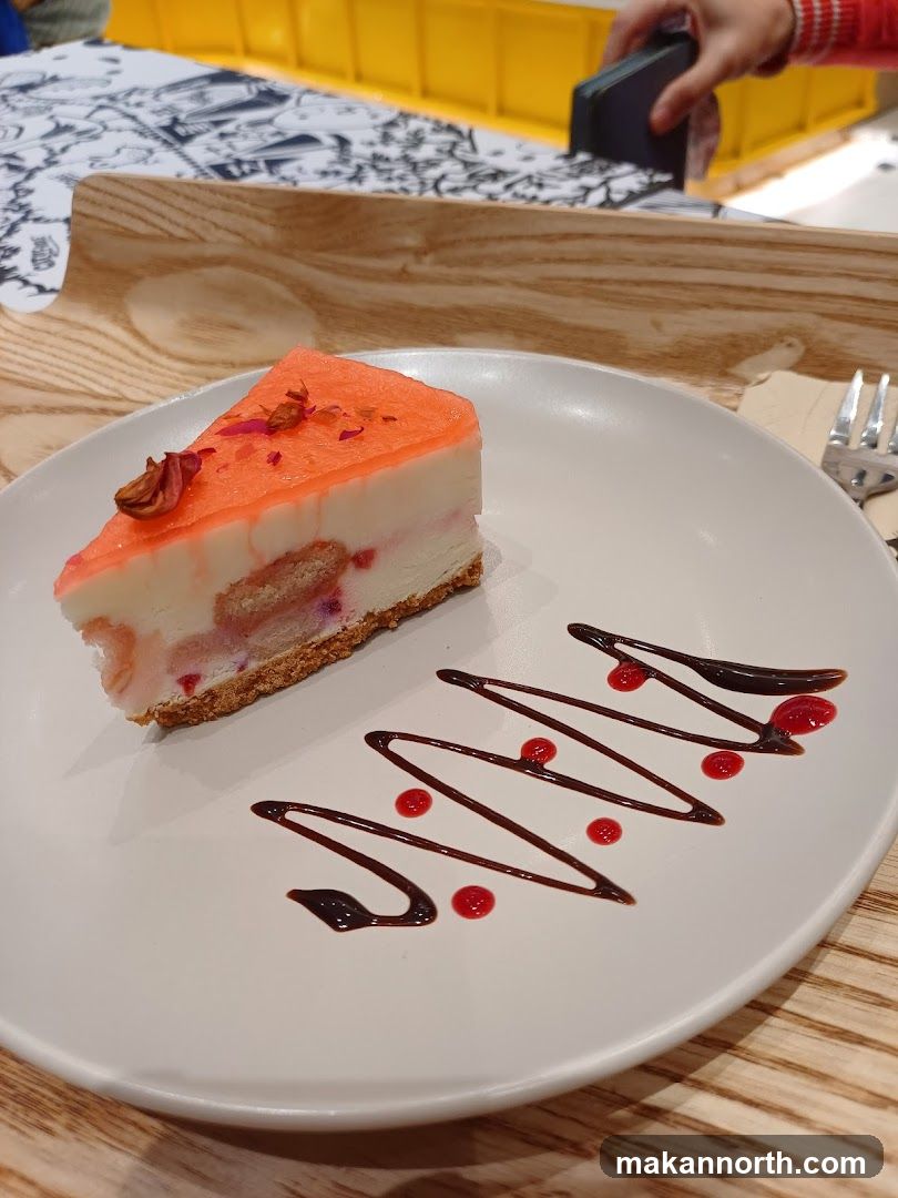 Dessert Slice with Chocolate and Berry Drizzle