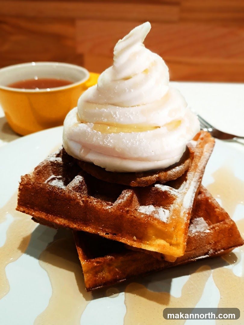 Waffles with Soft Serve and Tea