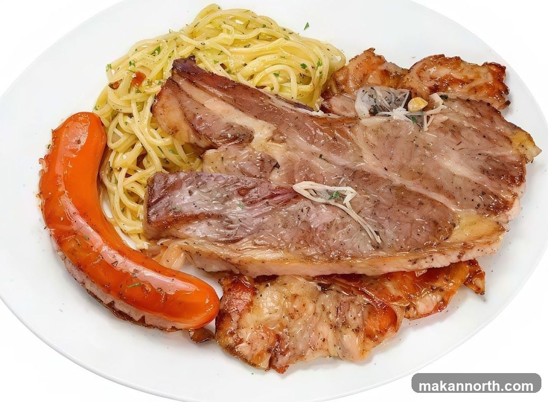 Pork Chop and Sausage with Pasta