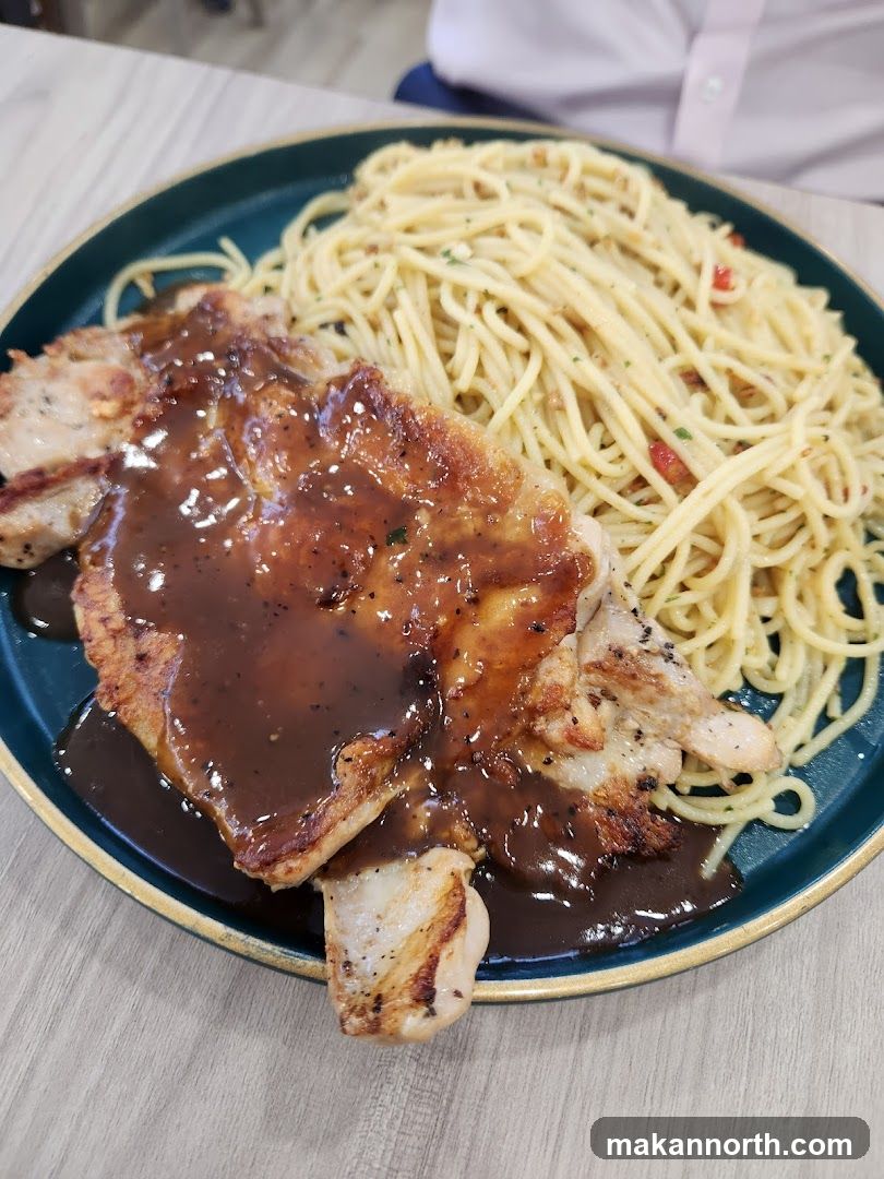 Chicken Chop with Spaghetti