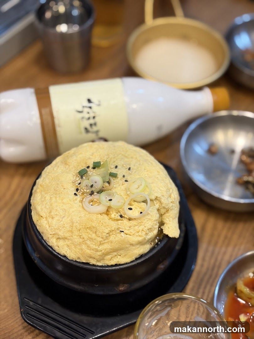 Steamed Egg Dish with Makgeolli Bottle