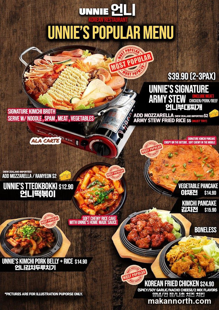 UNNIE'S POPULAR MENU