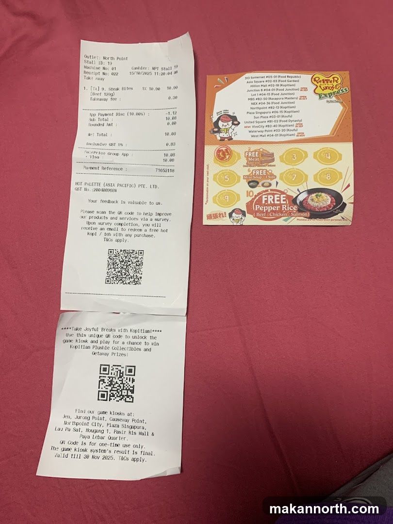 Pepper Lunch Express Receipt and Promotion